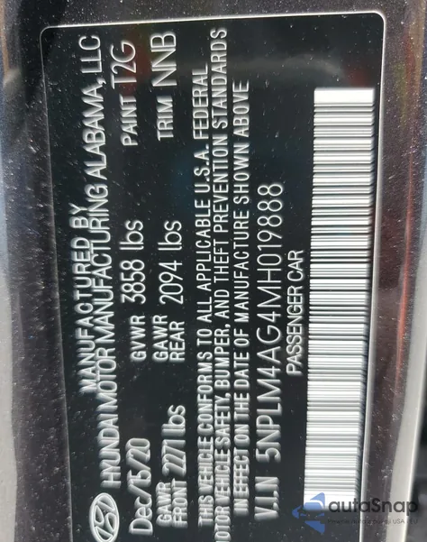 2021 Hyundai Elantra Sel из США, поврежденный, VIN 5NPLM4AG4MH019888